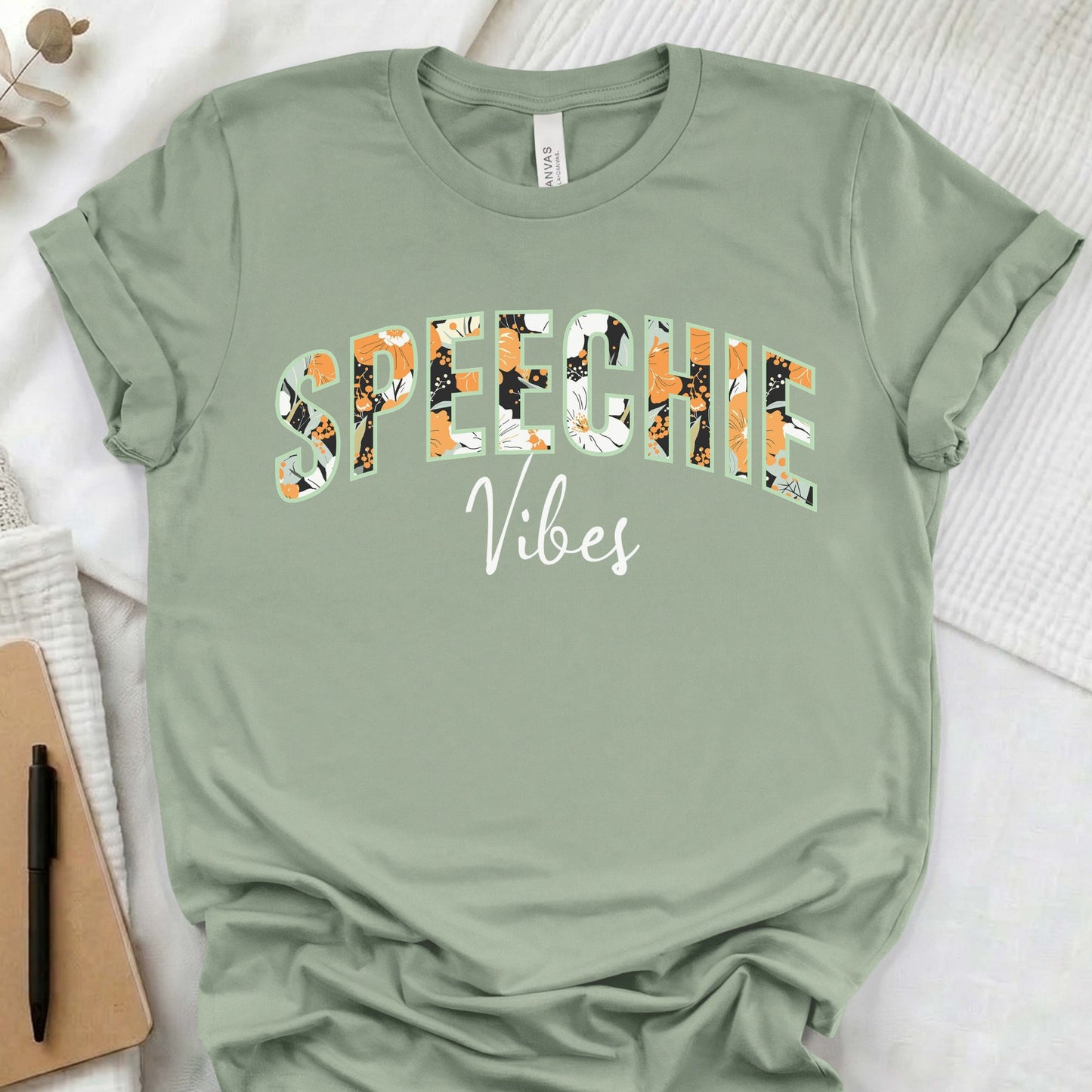 Speech flower pattern t-shirt