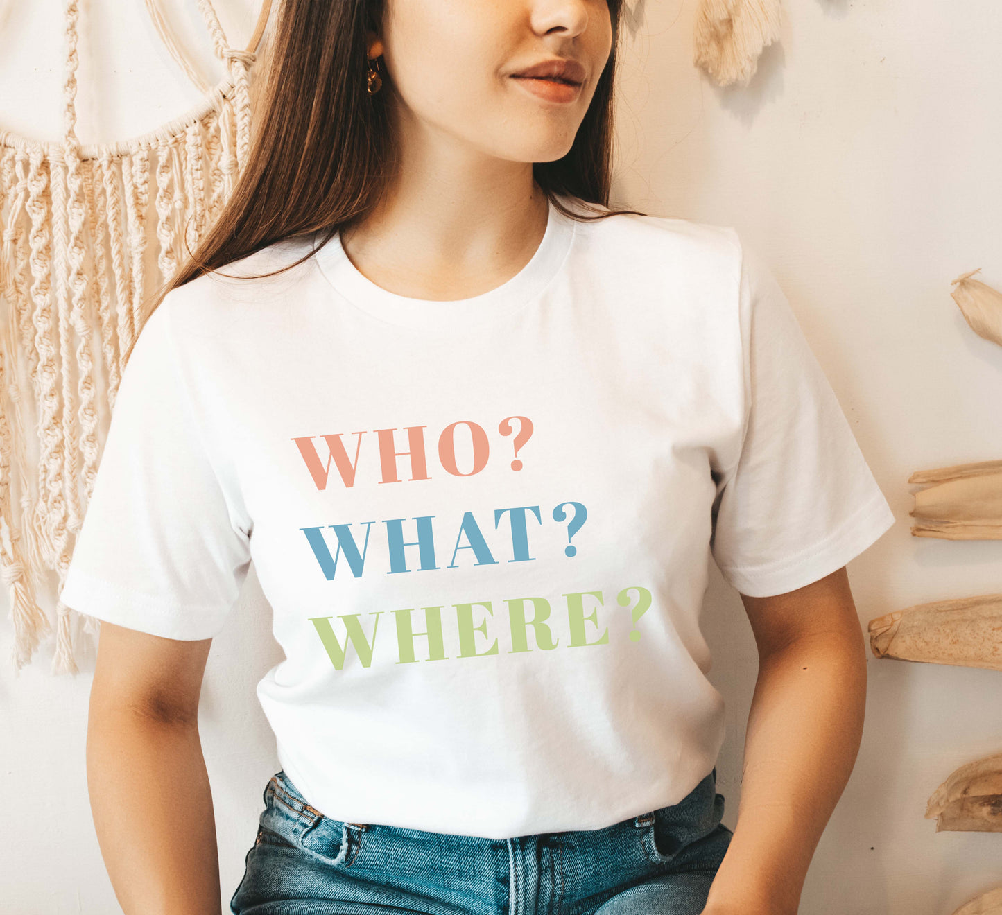 who what where SLP t-shirt