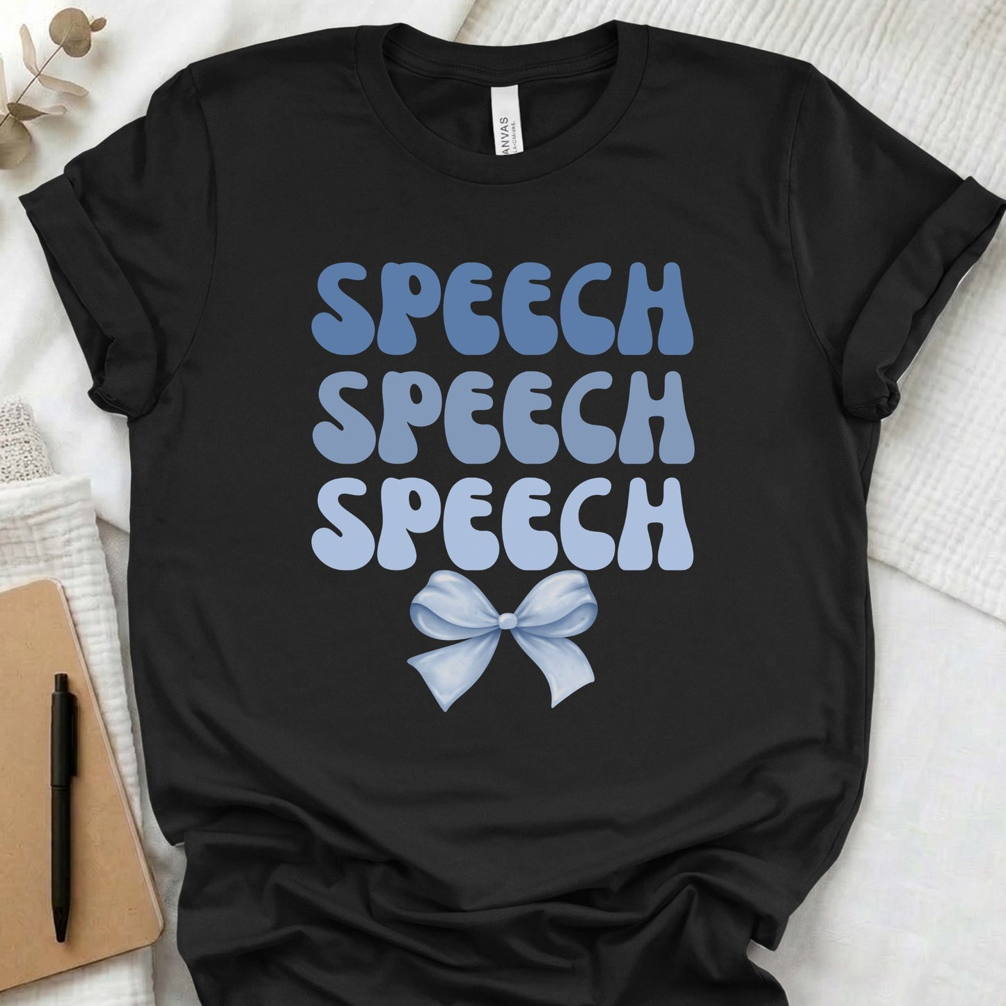blue bow slp t-shirt