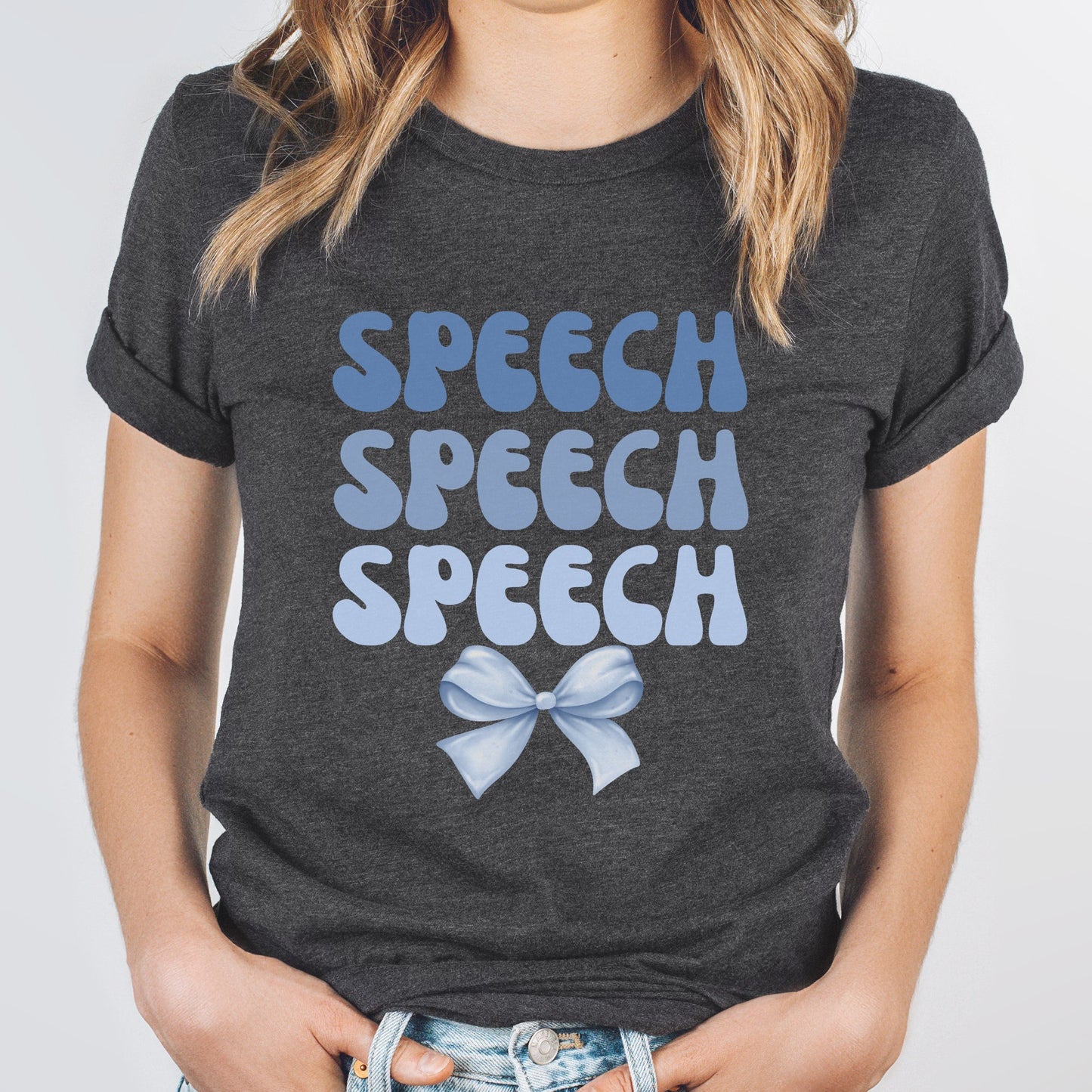 blue bow slp t-shirt