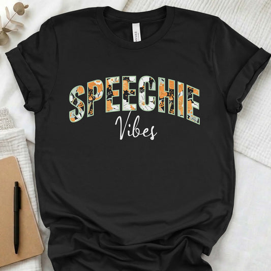 Speech flower pattern t-shirt