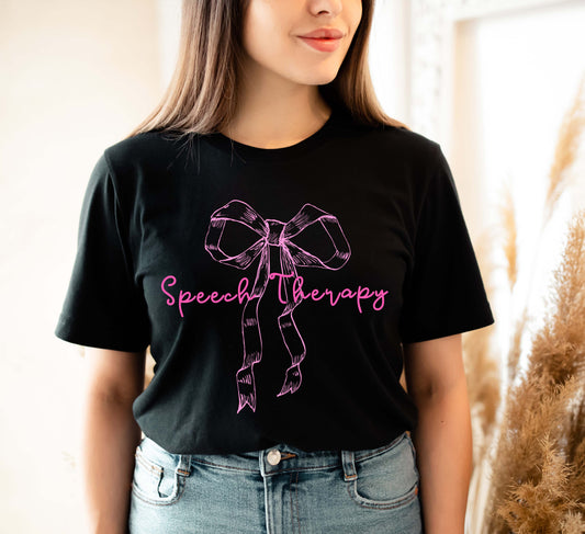 pink bow speech therapy shirt