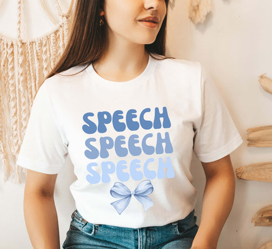 blue bow slp t-shirt