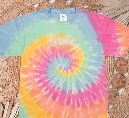 Embroidery Speech tie-dye t-shirt