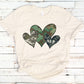 Camo hear t-shirt