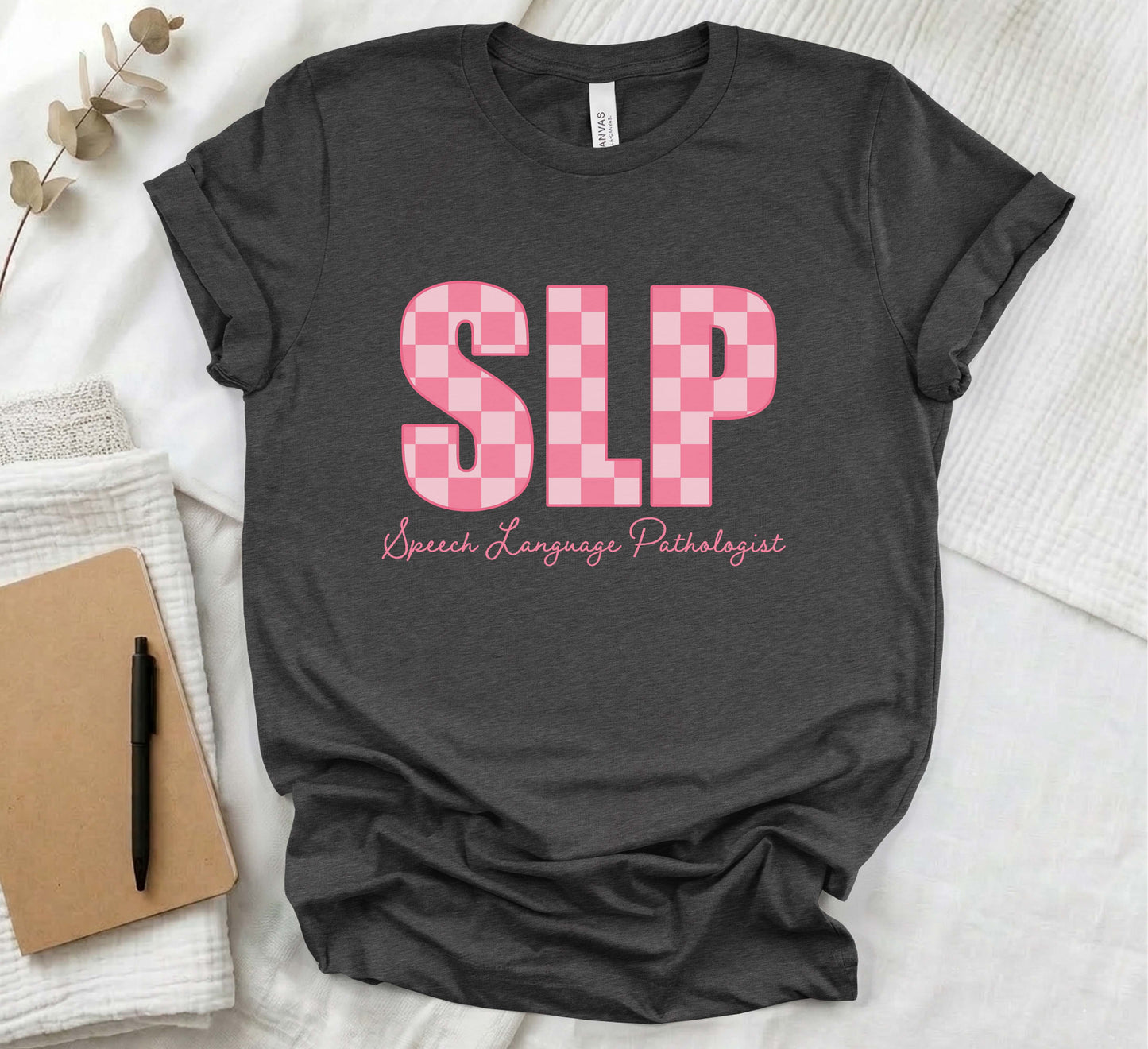 pink check board slp shirt