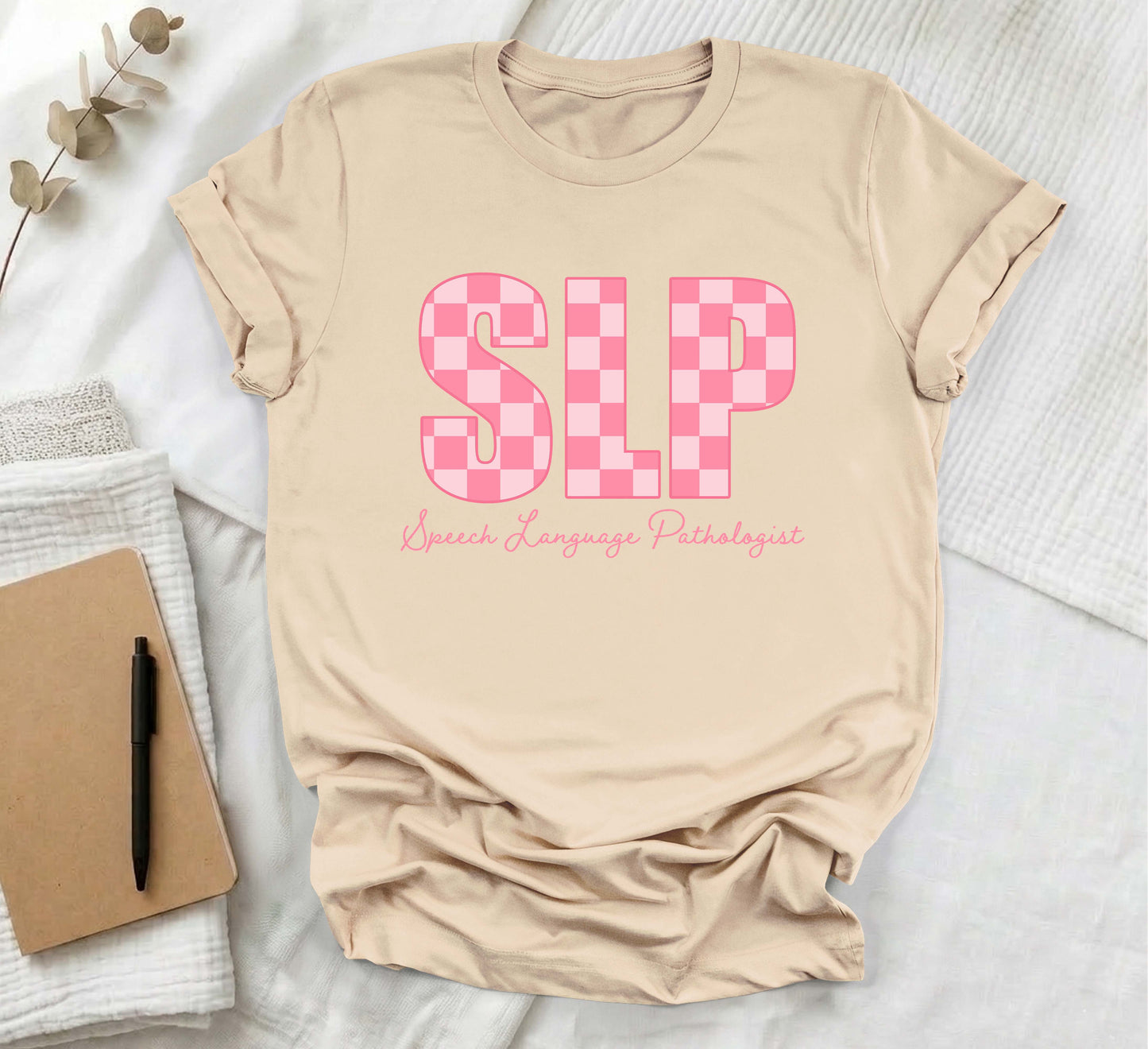 pink check board slp shirt