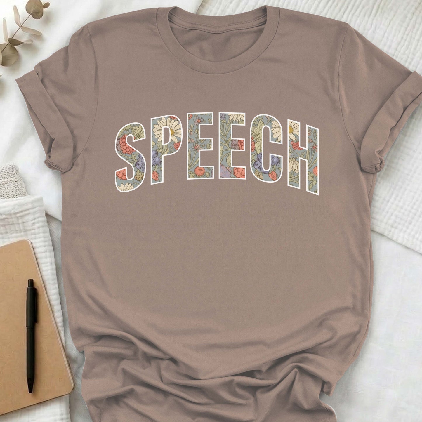 Speech flower pattern t-shirt
