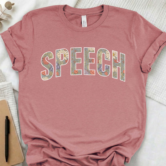 Speech flower pattern t-shirt