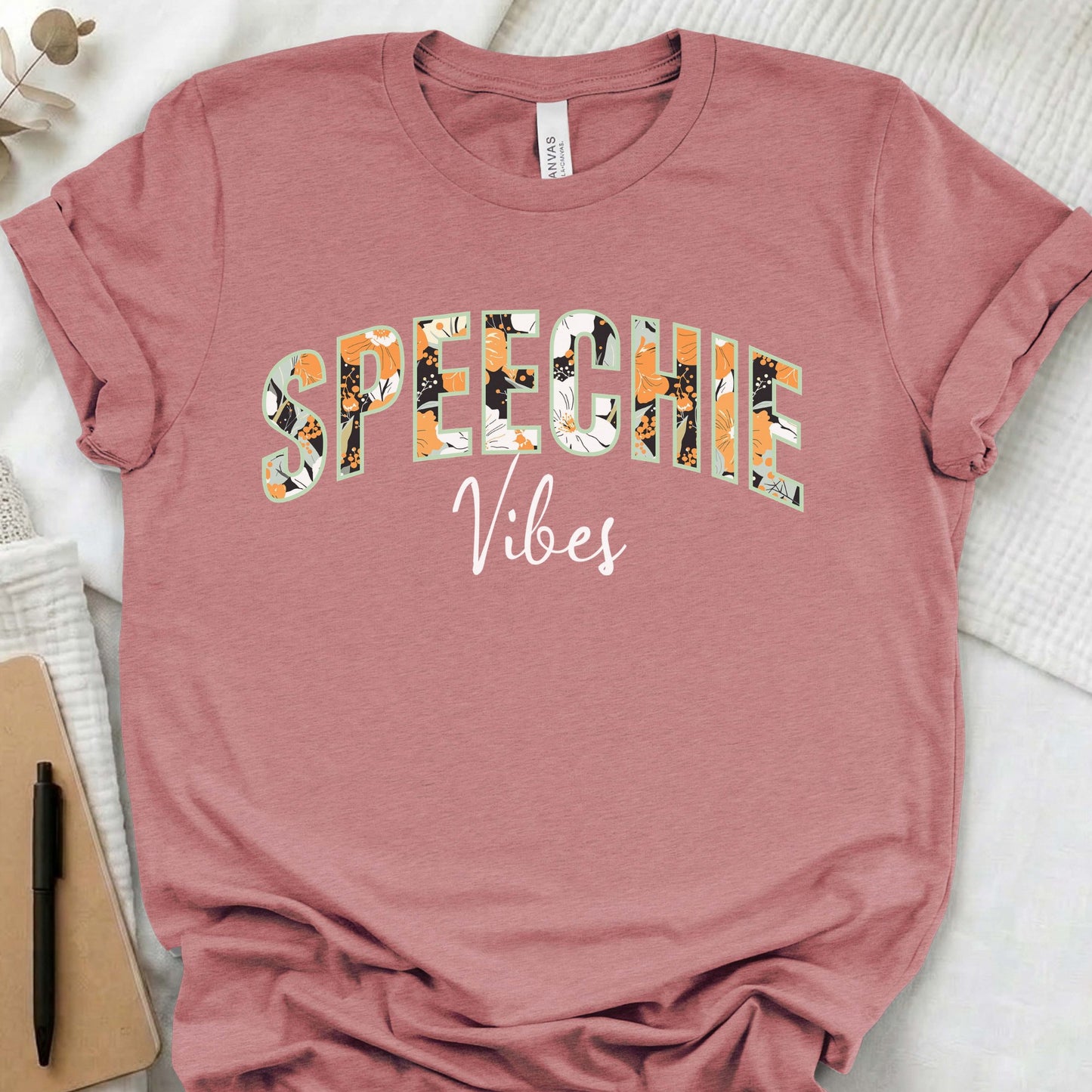 Speech flower pattern t-shirt