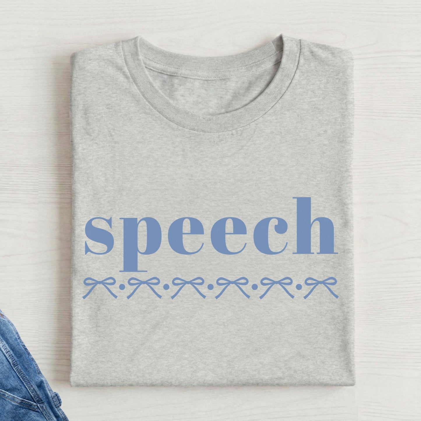 blue bow speech t-shirt