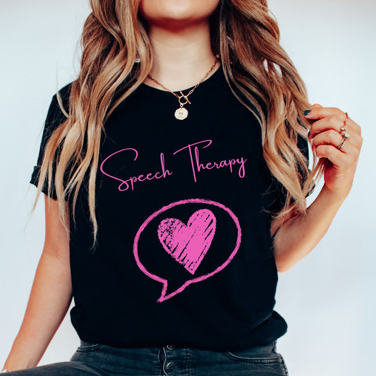Speech Therapy pink heart t-shirt